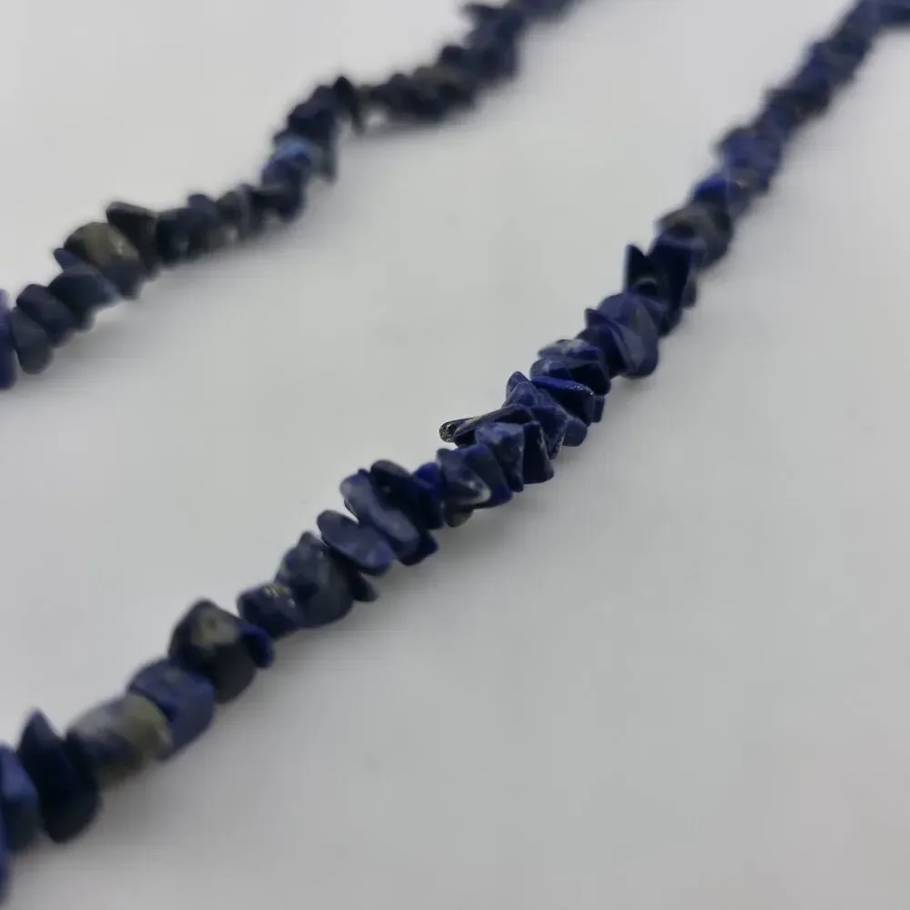 Lapis Lazuli Chip Bead Multi Strand Necklace & Dangle Earrings Set